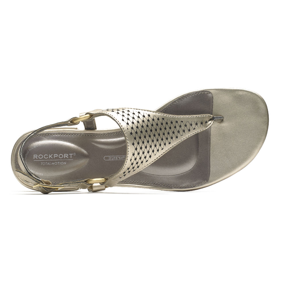 Rockport Womens Total Motion Zosia Thong - Sandals Gold - FOQ239764